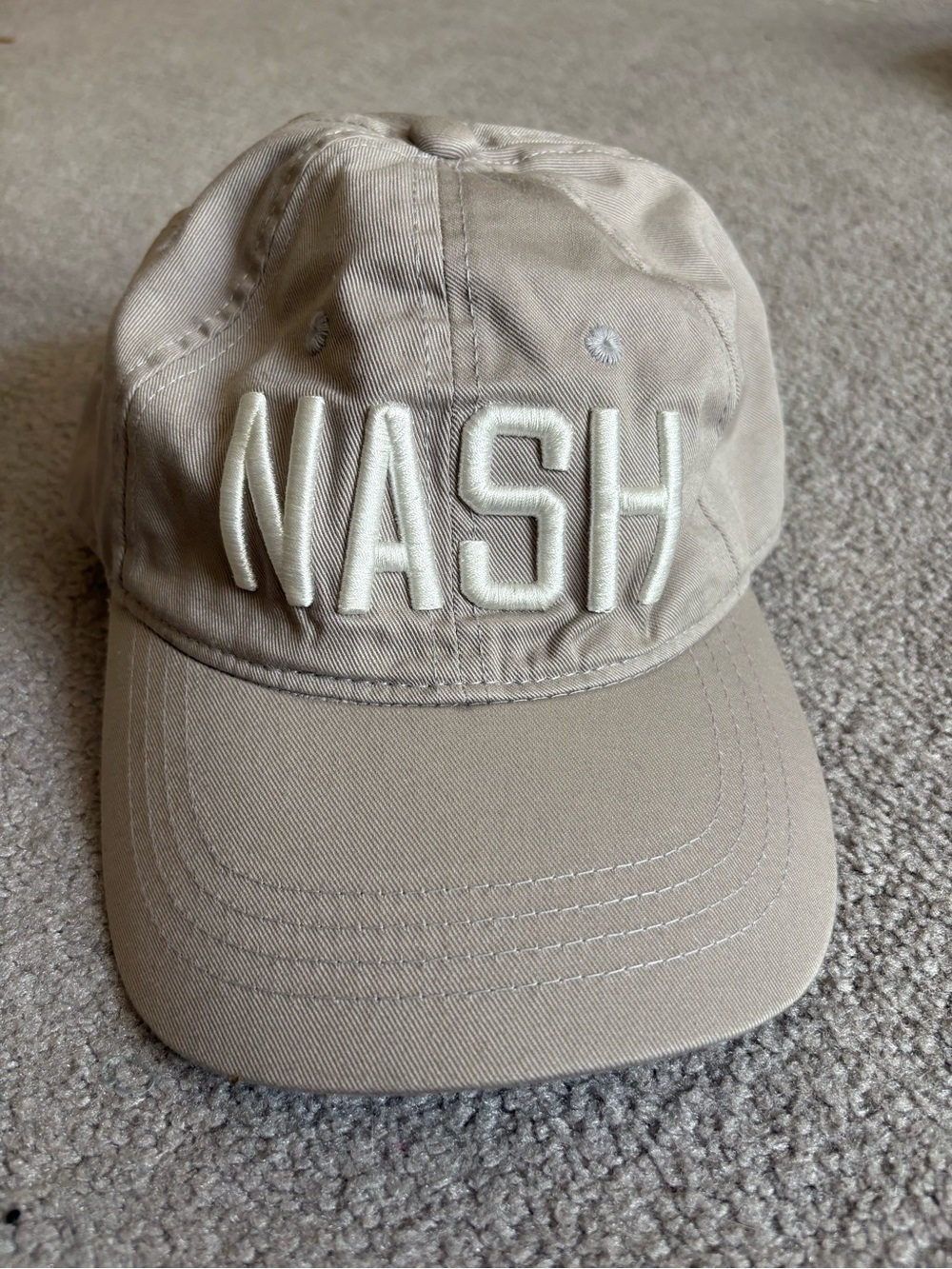 Beige 'NASH' Embroidered Baseball Cap